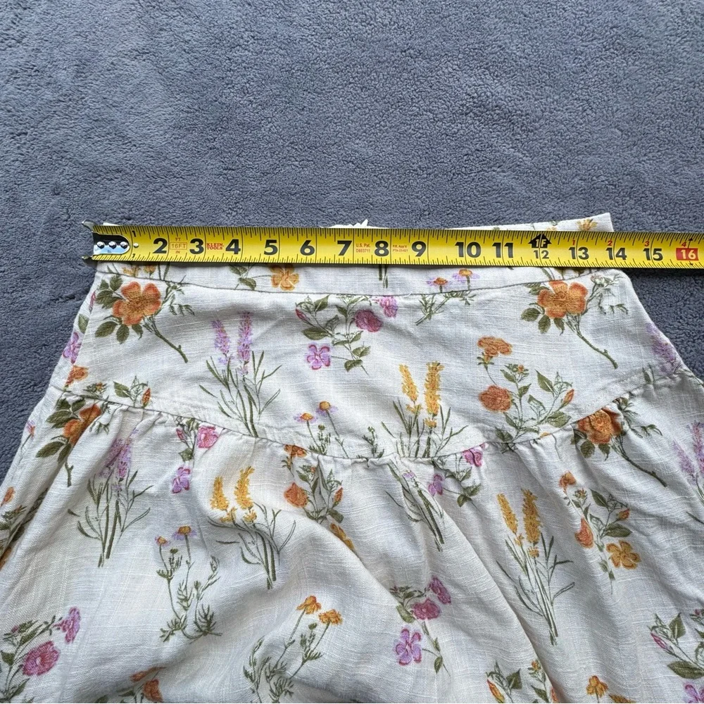Petal & Pup Skirt Womens Small Cream Floral Midi Linen Blend Summer - Picture 7 of 12